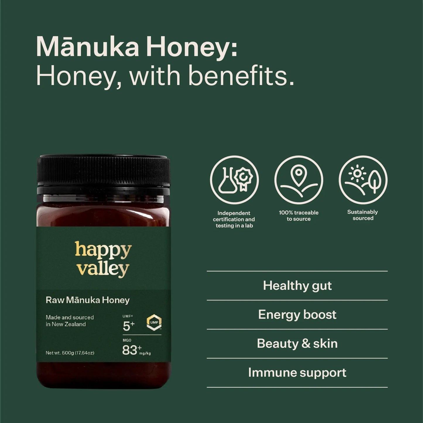 UMF 5+ Mānuka Honey Happy Valley Honey