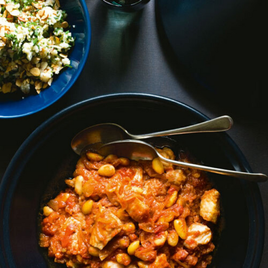 Moroccan-style Monk Fish & Almond Tangine with Steamed Couscous