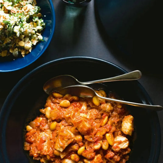 Moroccan-style-Monk-Fish-Almond-Tangine-with-Steamed-Couscous Happy Valley Honey