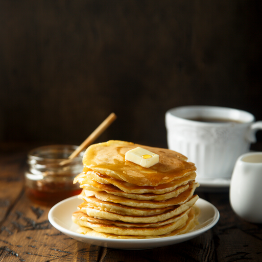 Hotcakes with Honey Rum & Apple Butter