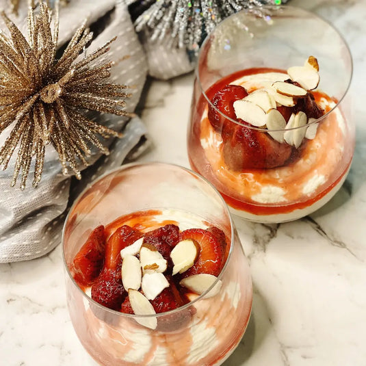 Ricotta-Mousse-with-Roasted-Strawberries Happy Valley Honey