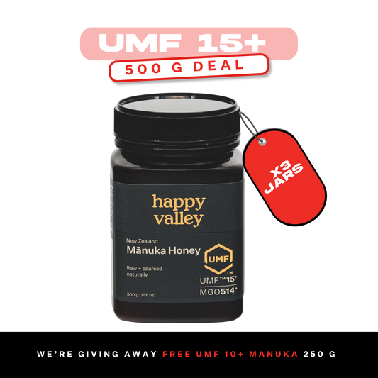 UMF 15+ Manuka Honey 3x500g + Free UMF 10+ 250g