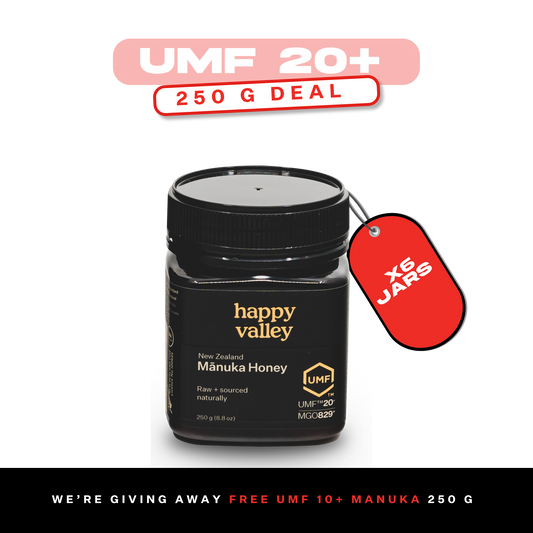 UMF 20+ Manuka Honey 6x250g + Free UMF 10+ 250g