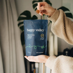 Happy Valley Honey Manuka Honey & Propolis Lozenges with Peppermint, UMF 10+, 40 count resealable pouch.